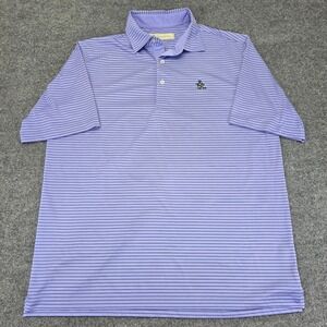Donald Ross Polo Shirt Seersucker Performance Striped Blue Golf Mens Large
